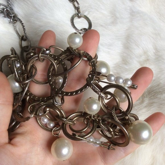 Hoops, Pearls and Safety Pins Necklace - Picture 9 of 9